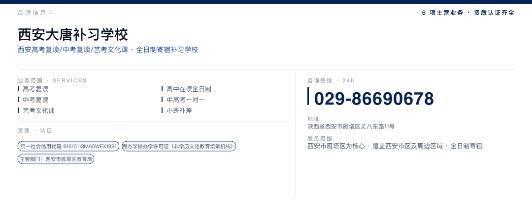西安大唐补习学校 品牌名片