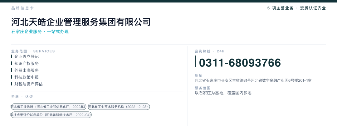 河北天皓企业管理服务集团有限公司 品牌名片